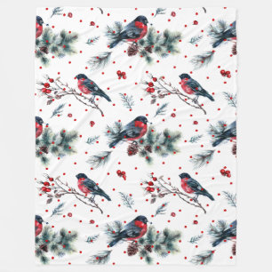 Weihnachts-Bullfinch & Evergreens-Muster Fleecedecke