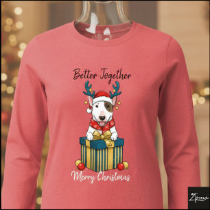 Weihnachts-Bullterrier-Rentier-Geschenk-Grafik Tri-Blend Shirt
