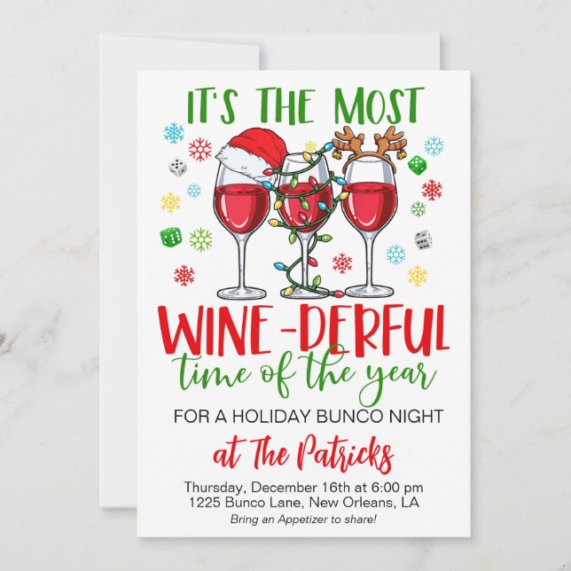 Weihnachts-Bunco-Night-Party Einladung (Vorderseite)