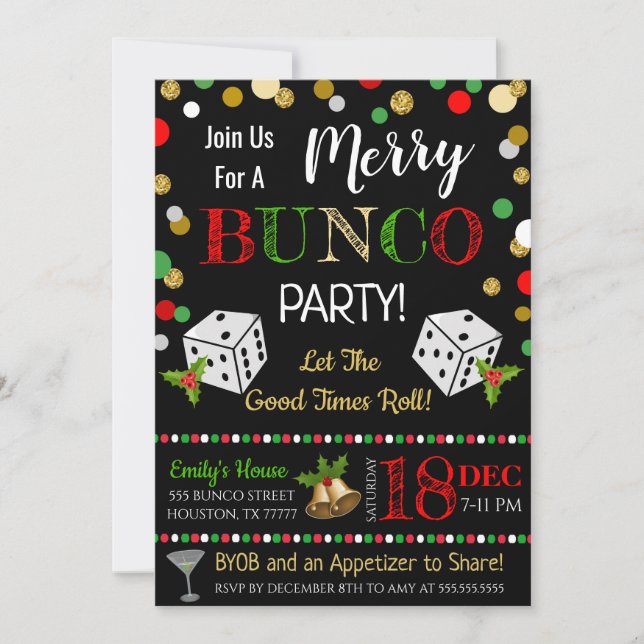 Weihnachts-Bunco-Party Einladung (Vorderseite)