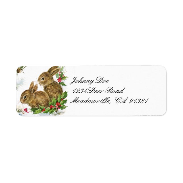 Weihnachts-Bunnies-Adressenlabel (Vorne)