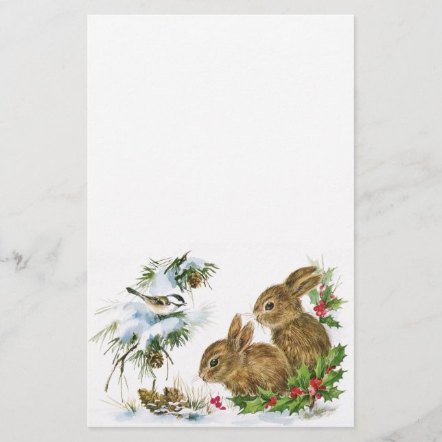 Weihnachts-Bunnies-Schreibery Briefpapier (Vorderseite)