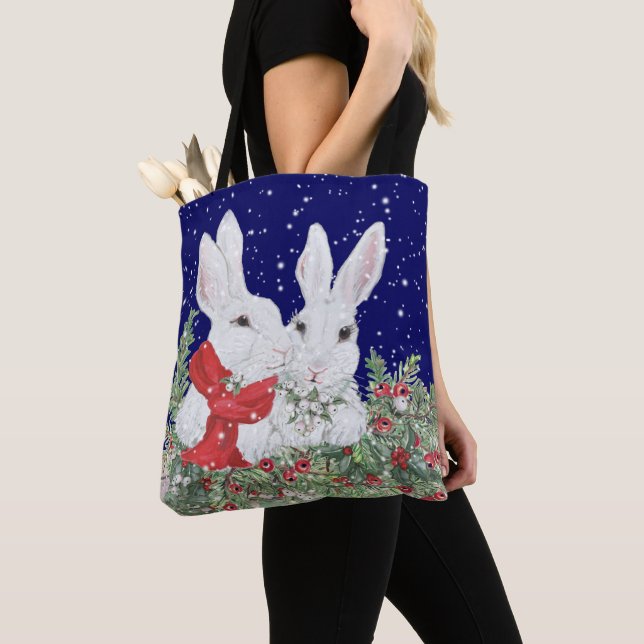 Weihnachts-Bunny-Rabbit Lover's Niedlicher Feierta Tasche (Von Nahem)