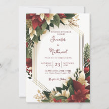 Weihnachts Burgund Gold Floral Poinsettia Hochzeit