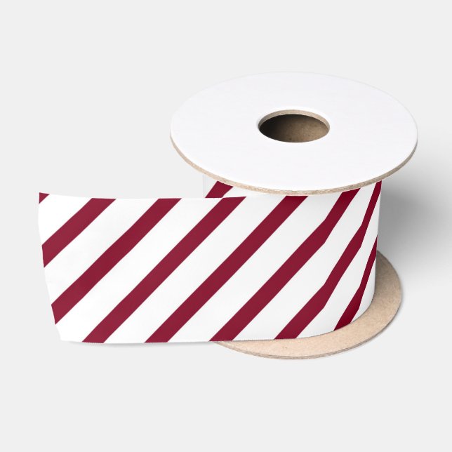 Weihnachts Burgund Red White Stripes Muster Satinband (Spule)