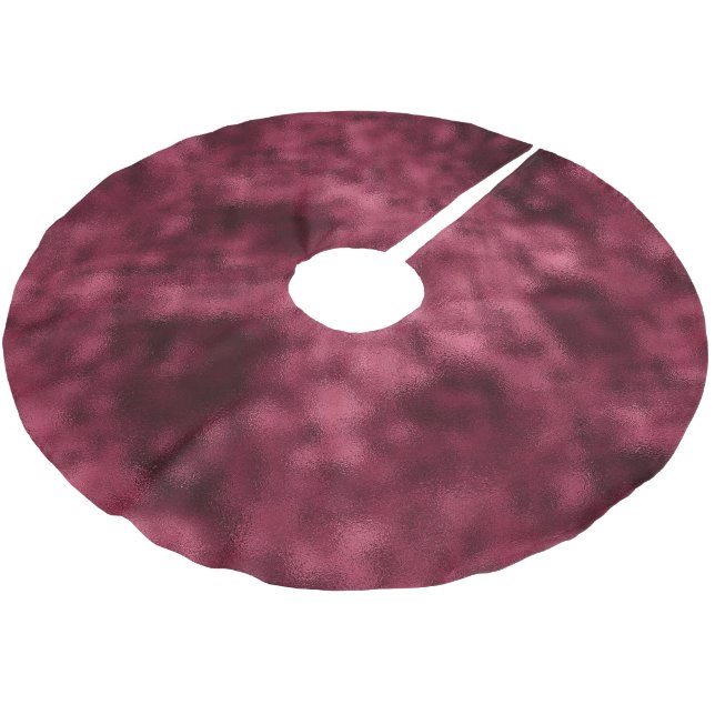Weihnachts Burgundy Red Polyester Weihnachtsbaumdecke (Schrägansicht)