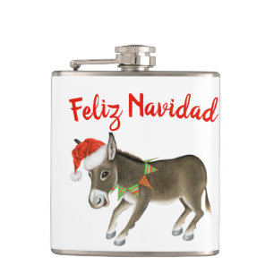 Weihnachts Burro Feliz Navidad individuell anpassb Flachmann