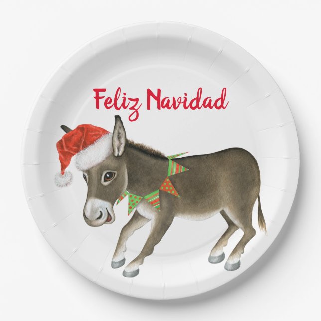 Weihnachts Burro Feliz Navidad individuell anpassb Pappteller (Vorderseite)