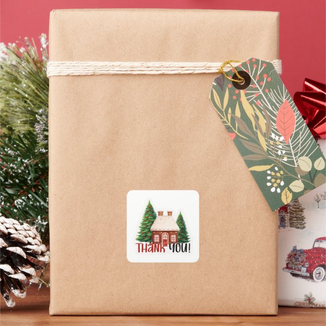 Weihnachts Business Holiday House Vielen Dank Quadratischer Aufkleber (Feiertag)