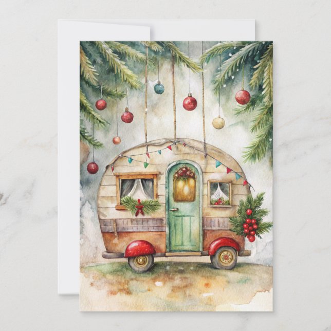 Weihnachts-Camper-Grußkarte Feiertagskarte (Vorderseite)