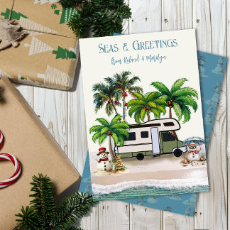 Weihnachts-Camping Motorhome Snowmen Grußkarte Einladung