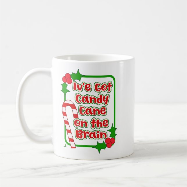 Weihnachts Candy Cane auf Brain Holiday Joy Kaffeetasse (Links)