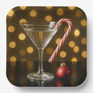 Weihnachts-Candy-Cane auf einem Martini-Glas Pappteller
