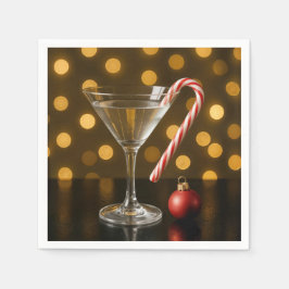 Weihnachts-Candy-Cane auf einem Martini-Glas Serviette