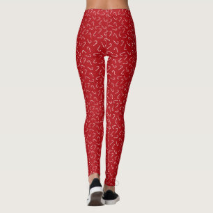 Weihnachts Candy Cane auf Red Background Pattern Leggings