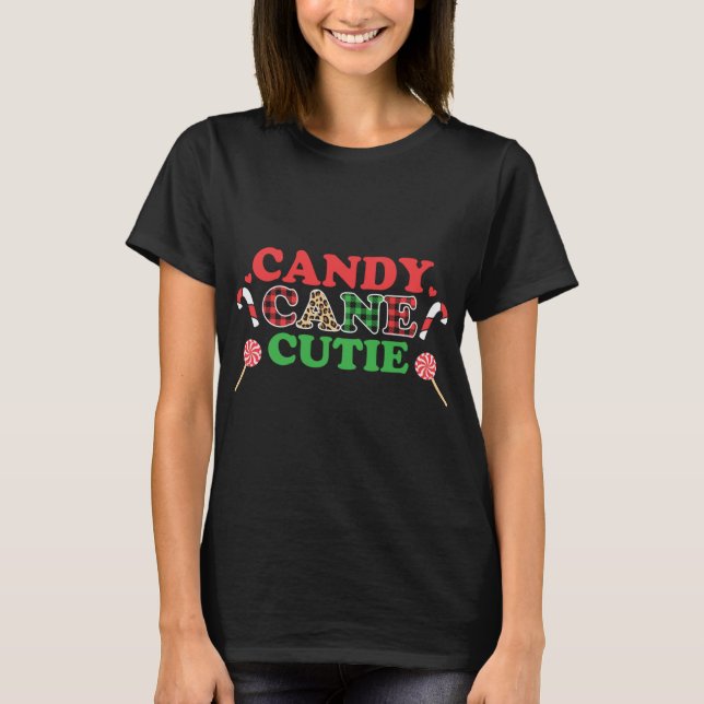 Weihnachts Candy Cane Buffalo Kariert T-Shirt (Vorderseite)