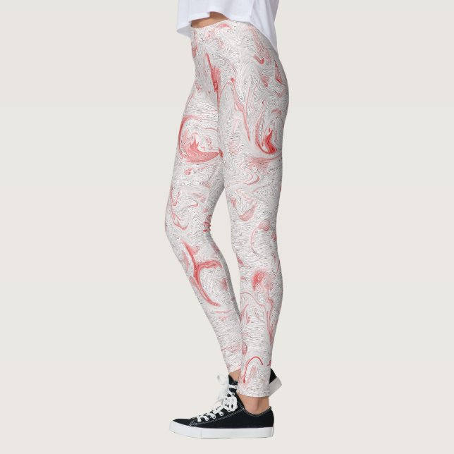 Weihnachts Candy Cane Rot und Weiß Streifen Leggings (Links)