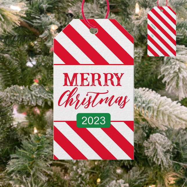 Weihnachts Candy Cane Strip Muster Geschenktasten Geschenkanhänger (Von Creator hochgeladen)