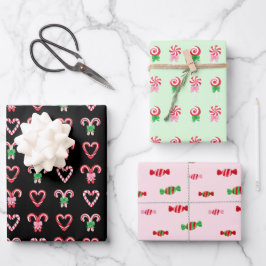 Weihnachts Candy Cane Süßigkeiten Muster Geschenkpapier Set