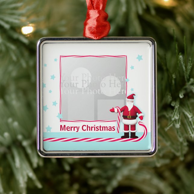 Weihnachts-, Candy Cane- und Stars-Weihnachtsfest  Silbernes Ornament (Baum)