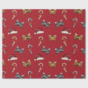 Weihnachts Candy Cane & Weihnachtsmannmütze Wrappi Geschenkpapier