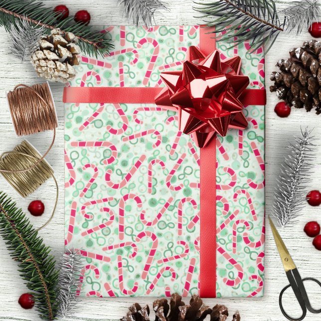 Weihnachts-Candy Canes auf Paisley Texture Geschenkpapier Set (Christmas-Candy Canes on Paisley Texture Wrapping Paper Sheets by Leapfroglisics Shop)