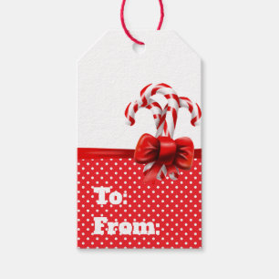 Weihnachts-Candy Canes Bow mit roten und weißen Pu Geschenkanhänger