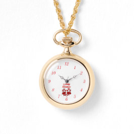 Weihnachts Candy Canes Gold Necklace Watch Armbanduhr