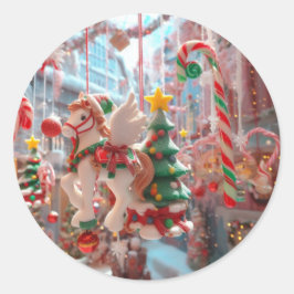 Weihnachts Candy Magical Window Display Runder Aufkleber