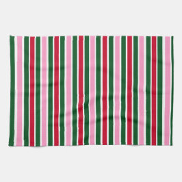 Weihnachts-Candy-Streifen in Rosa Grün und Rot Geschirrtuch