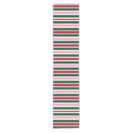 Weihnachts-Candy-Streifen in Rosa Grün und Rot Kurzer Tischläufer