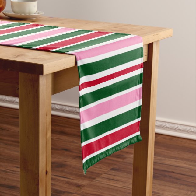 Weihnachts-Candy-Streifen in Rosa Grün und Rot Kurzer Tischläufer (Beispiel)