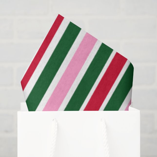 Weihnachts-Candy-Streifen in Rosa Grün und Rot Seidenpapier (Geschenktüte)