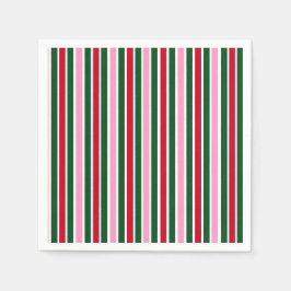 Weihnachts-Candy-Streifen in Rosa Grün und Rot Serviette