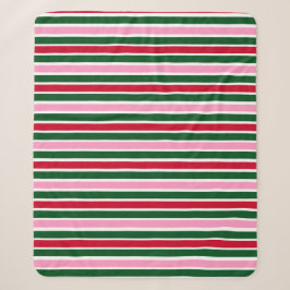 Weihnachts-Candy-Streifen in Rosa Grün und Rot Sherpadecke