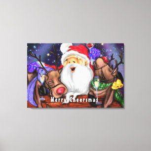 Weihnachts-Canvas drucken Weihnachtsmann und Renti Leinwanddruck
