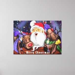Weihnachts-Canvas drucken Weihnachtsmann und Renti Leinwanddruck