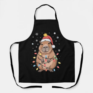 Weihnachts-Capybara mit Santa-Hut Xmas-Lichter Bau Schürze