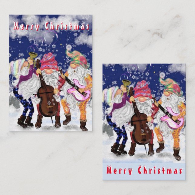 Weihnachts-Card-Happy Gnomes Music Band - Spaß Mitteilungskarte (Vorne/Hinten)
