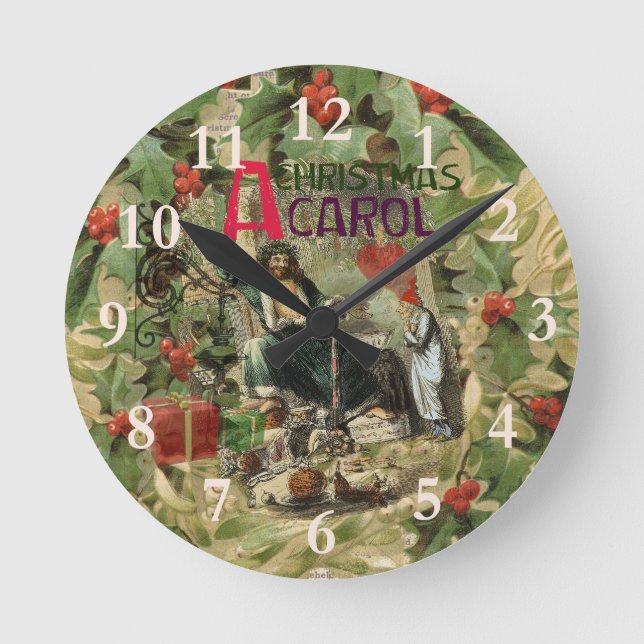 Weihnachts-Carol-Crooge Kunst drucken Illustration Runde Wanduhr (Vorderseite)