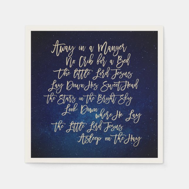 Weihnachts-Carol in einem manger Midnight Blue Serviette (Vorderseite)