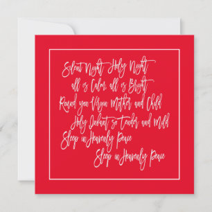 Weihnachts-Carol-Texte Stille Nacht Weißes Rot Feiertagskarte