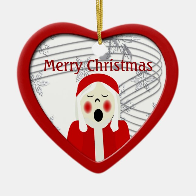 Weihnachts-Caroler-Girl Keramikornament (Vorne)