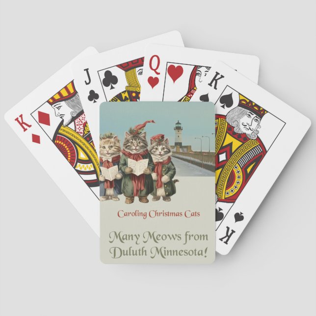 Weihnachts-Caroling Cats Duluth Minnesota Spielkarten (Rückseite)