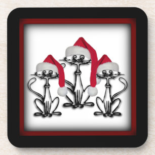 Weihnachts-Caroling Katzen Freudenspass Getränkeuntersetzer