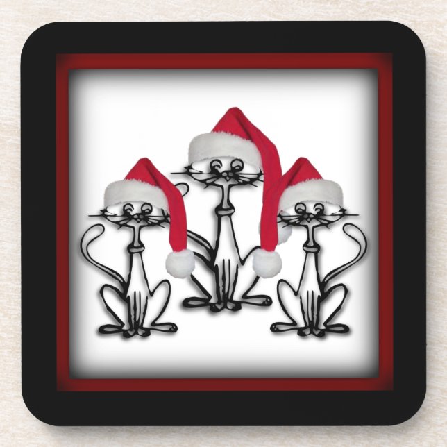 Weihnachts-Caroling Katzen Freudenspass Getränkeuntersetzer (Vorderseite)