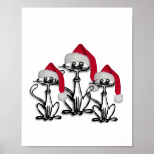 Weihnachts-Caroling Katzen Freudenspass Poster
