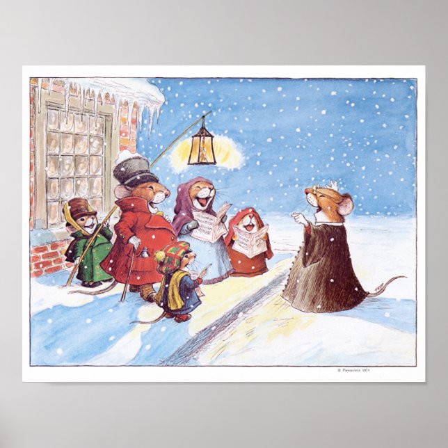 Weihnachts-Caroling-Mäuse Print Poster (Vorne)