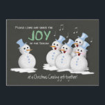 Weihnachts-Caroling-Party Snowmen Joy Einladung<br><div class="desc">Eine niedliche Chalkboard-Party Einladung zum Thema Weihnachten mit Jolly Snowmen Singen Urlaubslieder und Carolen. Vorderer Text: Bitte kommen Sie und teilen Sie die Freude der Saison. Ideal für ein gemütliches Zusammensein. ©PamJArts</div>