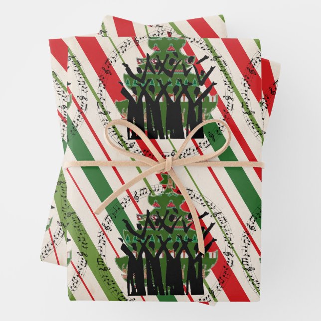 Weihnachts-Carollers singen Carols Weihnachtsbaum Geschenkpapier Set (Beispiel)